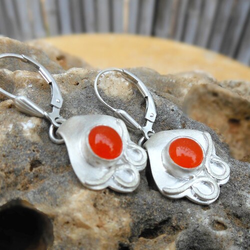 Unique Earrings For shops Women, Ethnic Carnelian Earrings, Dangle Gemstone Earrings, Boho Silver Jewelry, Hamsa Earrings, Orange Stone Earring