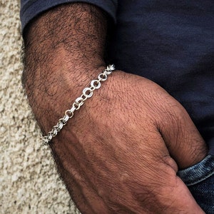 Silver Bracelet for Men, Silver Byzantine Bracelet, Men&#39;s Chain Bracelet , Silver & Goldfield Bracelet, Men&#39;s jewelry, Boyfriend Father Gift