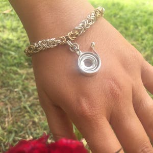 Silver Charm Bracelet, Sterling Silver Bracelet For Women, Byzantine Chain Bracelet, Chainmaille Bracelet, Gold Filled Silver Snail Bracelet