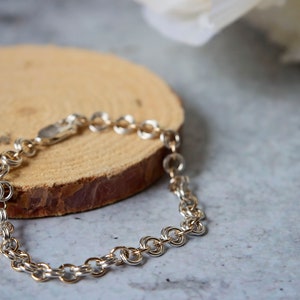 Men Silver Byzantine Bracelet, Silver and Goldfield Bracelet for Men, Men&#39;s Sterling Silver Bracelet, Men&#39;s jewelry, Chain Bracelet for Him