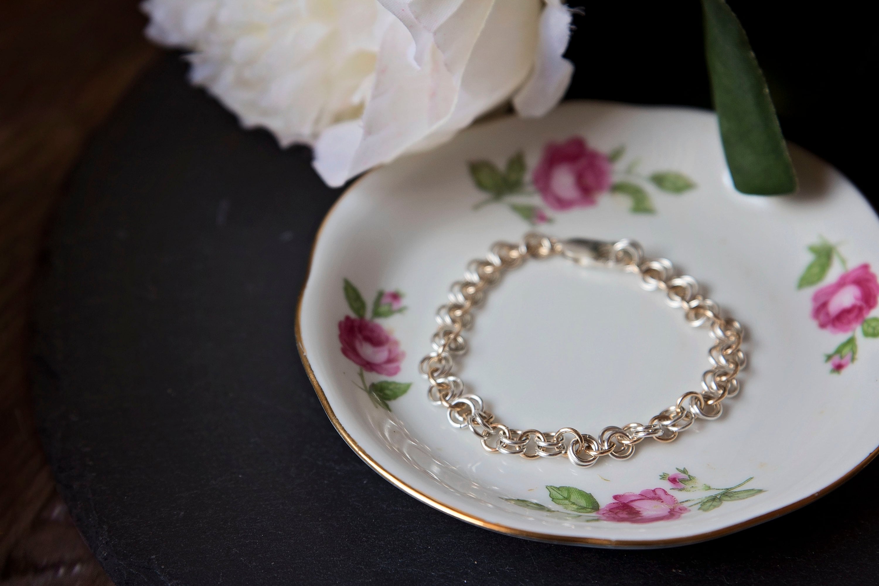 Silver and Gold Bracelet for Women Sterling Silver Chain - Etsy