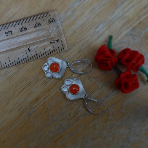 Unique Earrings For shops Women, Ethnic Carnelian Earrings, Dangle Gemstone Earrings, Boho Silver Jewelry, Hamsa Earrings, Orange Stone Earring