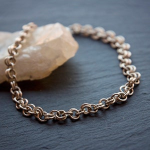 Sterling Silver Bracelet for Women, Silver Tick Chain Bracelet, Chunky Silver Bracelet, Byzantine Bracelet, Unique jewelry Gift, Thick Chain