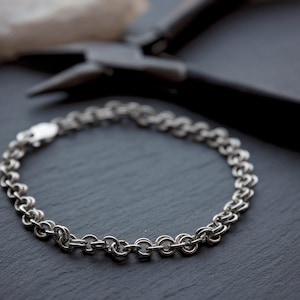 Silver Bracelet for Men, Sterling Silver Chain Bracelet, Men Byzantine Bracelet, Men's jewelry, Chunky Silver Bracelet for Him, Gift for Dad