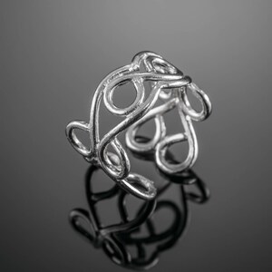 Silver  Adjustable Silver Ring, Boho Silver Ring, Open Silver Ring, Heart Silver Ring, Wide Wire Ring, Infinity Ring, Modern Ring, Mum Gift