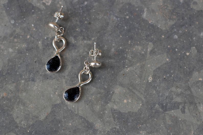 Unique Drop Earrings Dangle Silver Earrings Black Dangle - Etsy Israel