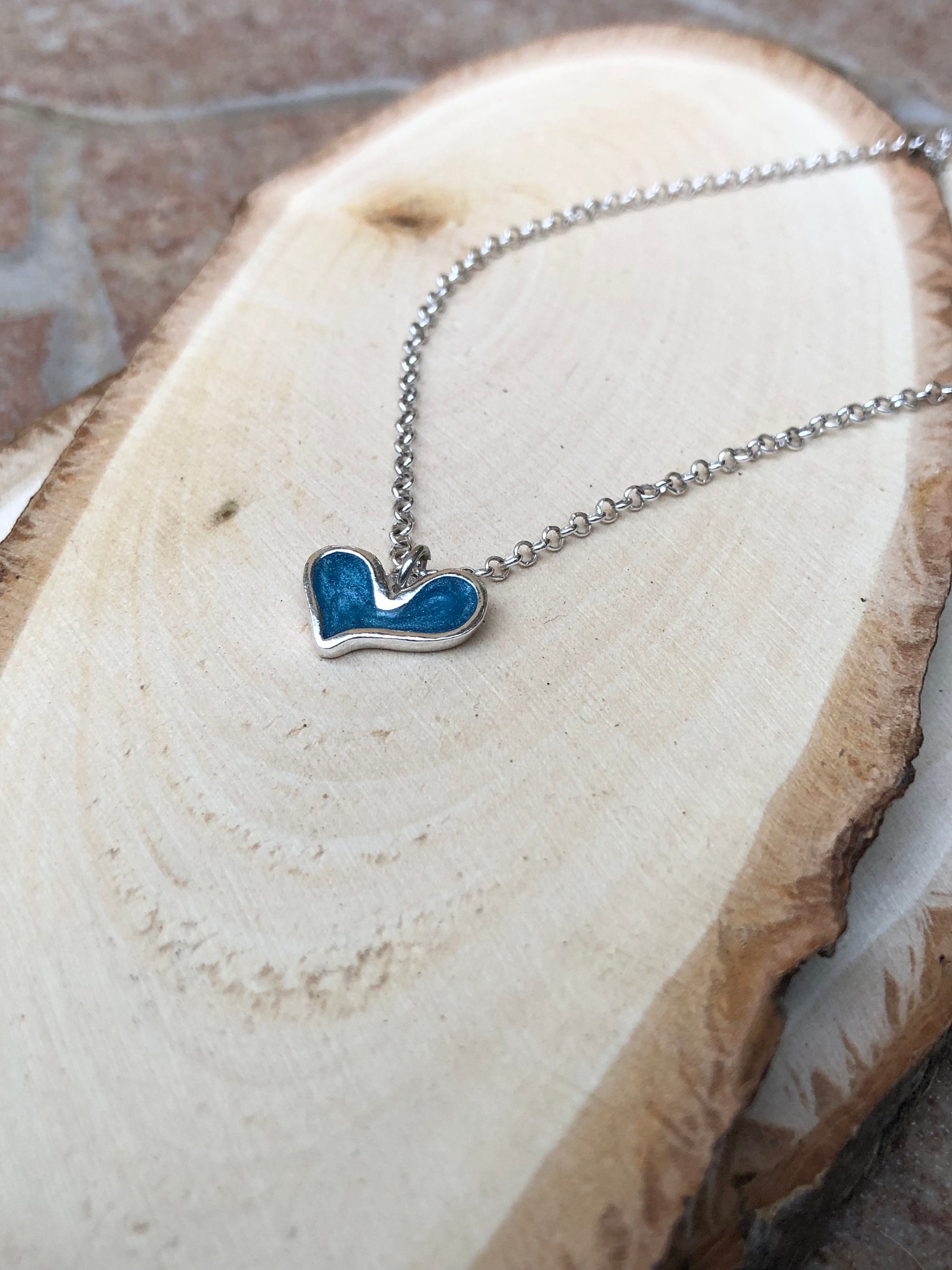 Heart Necklace Silver Heart Necklace Heart Pendant Necklace - Etsy