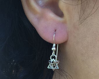 Star of David Earrings, Merkaba Earrings, Unique Earrings, Jewish Jewelry, Star Drop Earrings, Spiritual Jewelry, Star Of David Jewelry, 3D