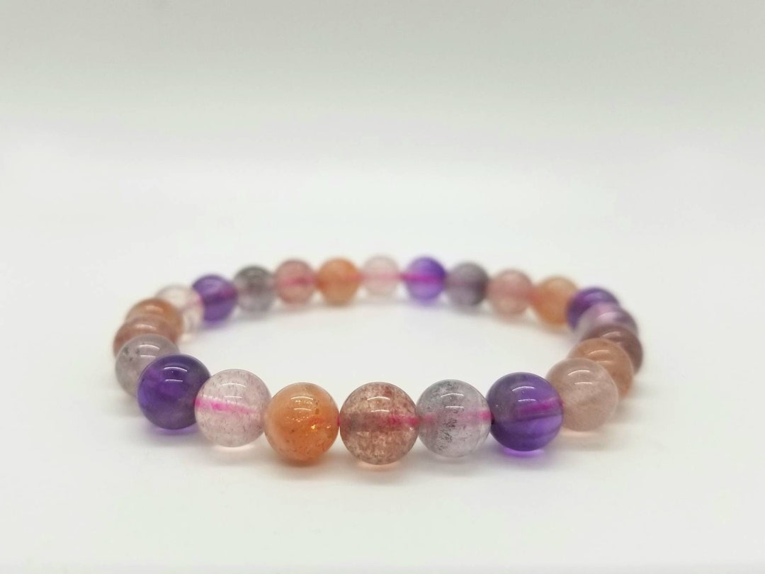 JIANGZ Erdbeerquarz Armband - Natürliches Chakra Armband Verstellbar Für Frauen & Männer