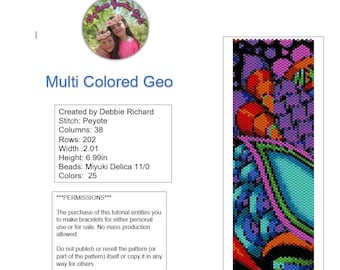 Multi Colored Geo Peyote Bracelet Pattern - Even Count
