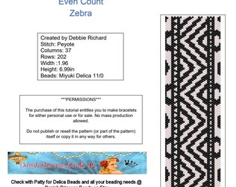 Zebra Peyote Bracelet Pattern - Odd Count