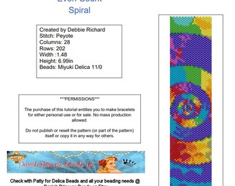 Spiral Peyote Bracelet Pattern - Even Count