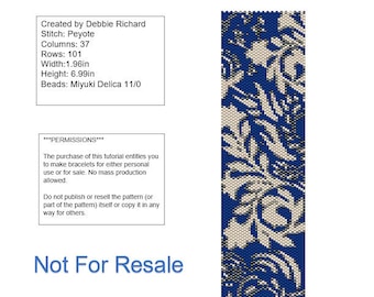 Motivo Peyote blu e crema - Conteggio pari