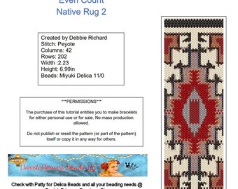 Native Rug 2 Peyote Bracelet Pattern - Even Count