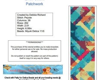 Patchwork Peyote Cuff Bracelet Pattern - Even Count