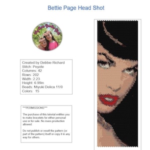 Bettie Page Head Shot Peyote Bracelet Pattern - Even  Count