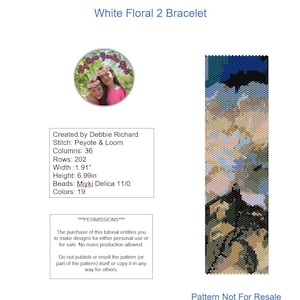 White Floral Peyote Bracelet Pattern