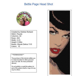 Bettie Page Closeup 2 Peyote Bracelet Pattern - Even Count