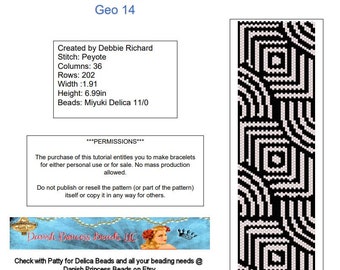 Geo 14 Peyote Bracelet Pattern - Odd Count