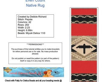 Native Rug Peyote Bracelet Pattern - Even Count