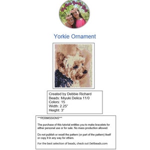 Yorkie Ornament Peyote Beaded Ornament - Even Count