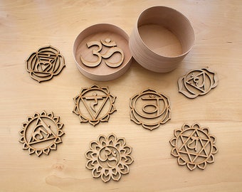 7 Chakra Set. Sacred Geometry Set. Holiday Ornaments. Laser Cut. Wooden Sacred Symbol. The seven chakras. Christmas. Xmas Decoration Merkaba