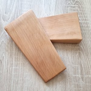 Pair of Natural Wood Yoga Block Wedge. Yoga Props Wedge