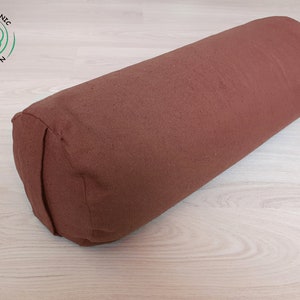 Brown Round Yoga Bolster 60x20cm 100% Organic Cotton Fabric. Cotton Yoga Pillow. Iyengar yoga bolster. Cotton Meditation Cushion