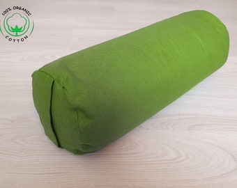Round Yoga Bolster 60x20cm 100% Organic Cotton Fabric. Cotton Yoga Pillow. Iyengar yoga bolster. Cotton Meditation Cushion