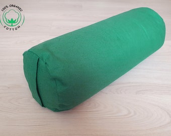 Round Cotton Yoga Bolster 60x20cm 100% Organic Cotton Fabric. Cotton Support Yoga Pillow. Iyengar yoga bolster. Cotton Meditation Cushion