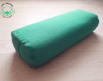 Oval Cotton Yoga Bolster 60x30x15cm 100% Organic Cotton Fabric. Cotton Yoga Pillow. Iyengar yoga bolster. Cotton Meditation Cushion