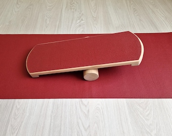 Houten balansbord met antislipmat – Balanstrainer voor volwassenen - Core strength, revalidatie, yoga, surfen en fitness - Maximaal draagvermogen 150 kg