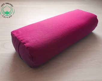Oval Classic Yoga Bolster 60x30x15cm. 100% Organic Cotton Fabric. Cotton Yoga Pillow. Iyengar yoga bolster. Cotton Meditation Cushion