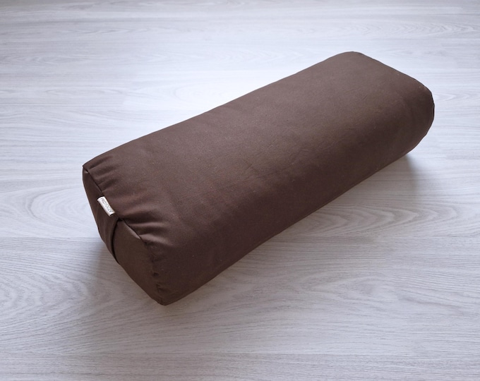 Chocolate Oval Yoga Bolster 60x26x15 cm | 100% Cotton Fabric | Cotton Yoga Pillow | Iyengar yoga props | Cotton Meditation Cushion