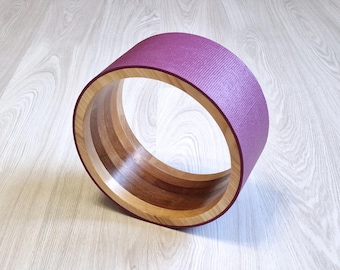 Wooden Yoga Wheel | Durable Non-Slip PVC Coating | Yoga Wheel for Backbends, Spine Stretching & Flexibility | Natural Solid Wood Yoga Prop