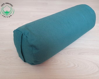 Traversin de yoga rond 60x20cm Tissu 100% coton biologique. Oreiller de yoga en coton. Renfort de yoga Iyengar. Coussin de méditation en coton