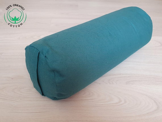Round Yoga Bolster 60x20cm 100% Organic Cotton Fabric. Cotton Yoga Pillow.  Iyengar Yoga Bolster. Cotton Meditation Cushion 
