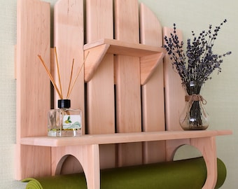 Soporte personal para esterilla de yoga. Estante de pared con repisa. Repisa para esterilla de yoga. Estante para esterilla de yoga. Estante de madera para esterilla de yoga. Soporte de pared para esterilla de yoga