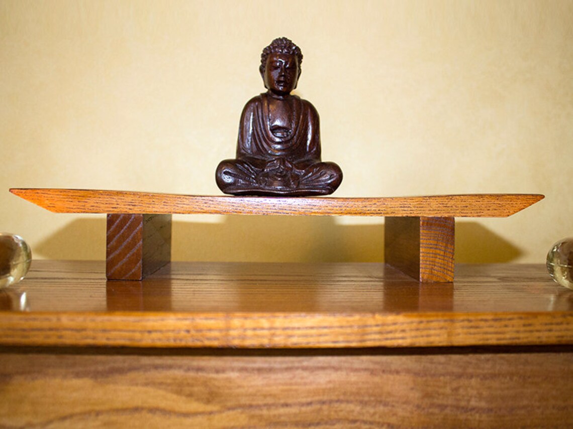 3-stufiger Bambus Altartisch Mit Schublade - Meditationstisch 69x28cm Walnuss