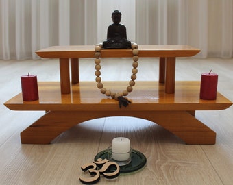 Puja table. Meditation shrine. Prayer table. Meditation altar. Tea table. Buddhist altar. Japanese table. Zen altar. Altars. Shrines