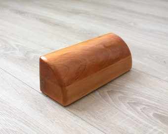 Wood Quarter Round Yoga Support Block for Maintaining Balance in Yoga Asanas