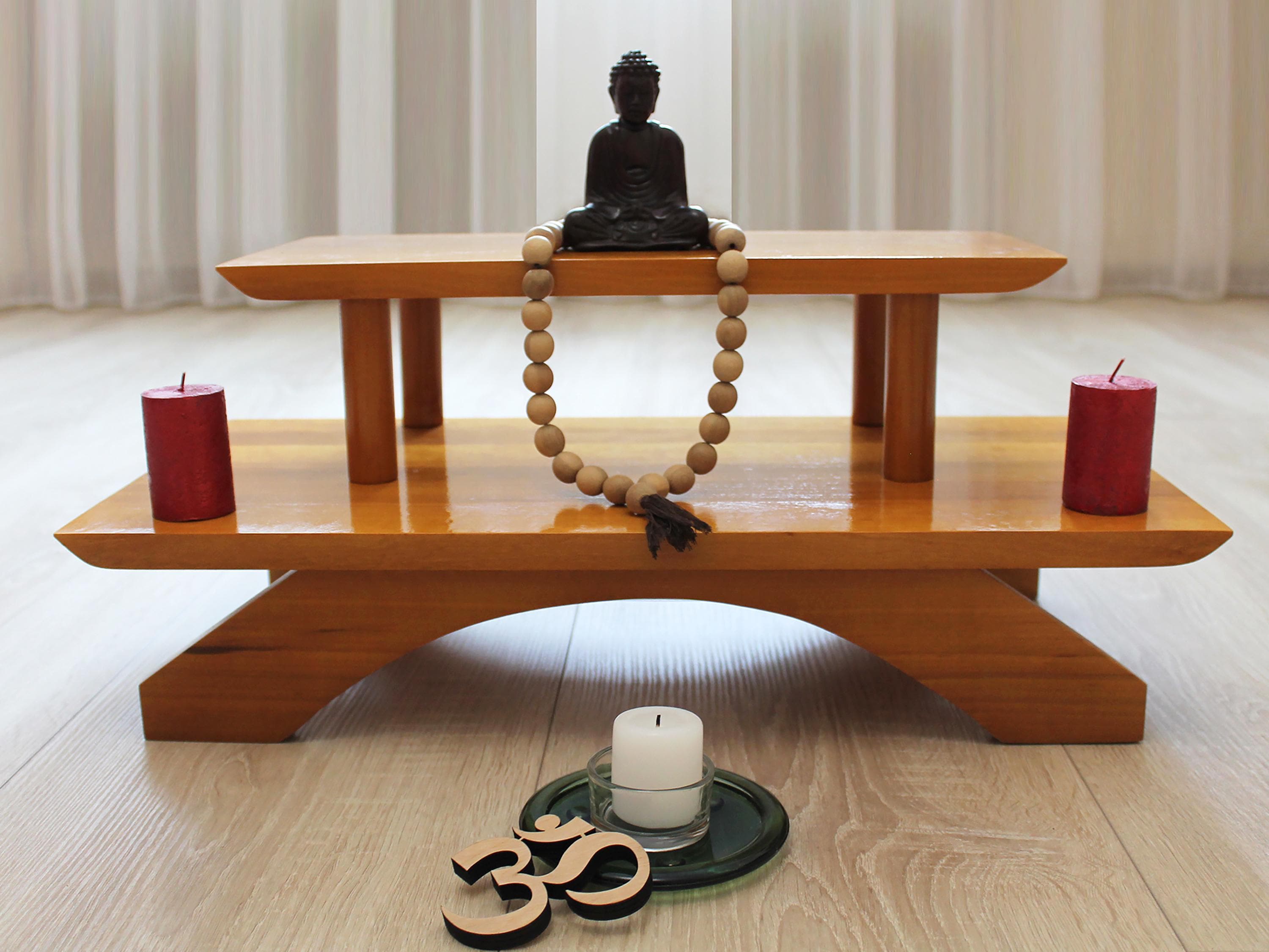 Table For Temple Puja Table. Meditation Shrine. Prayer Table. Meditation Altar. Tea ...