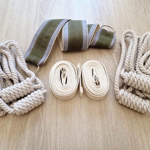 Unieke set yoga-muurtouwen (paar 1,1 m + paar 1,3 m) en bekkenschommelset voor yoga-kurunta-muur