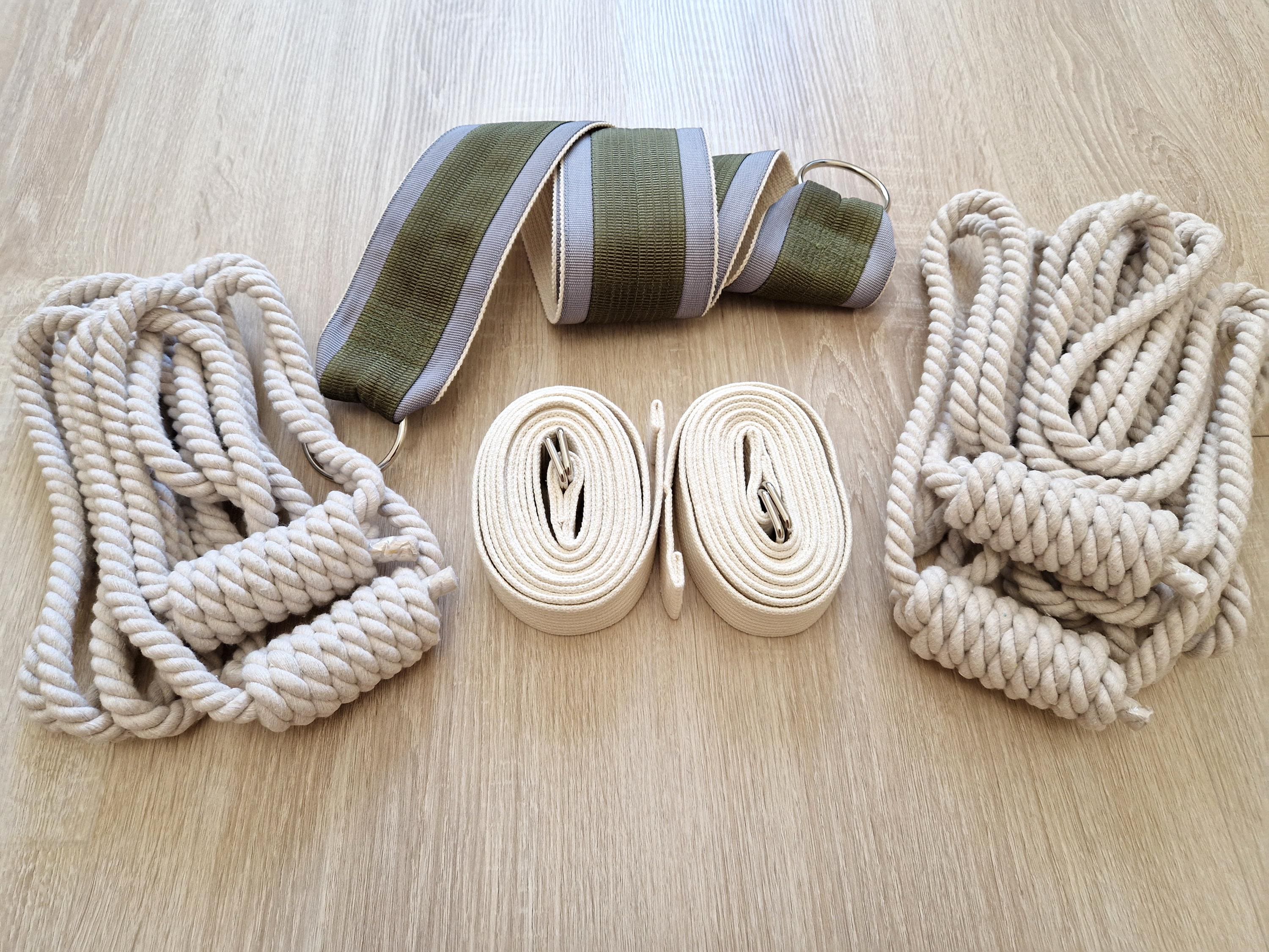 Unique Set of Yoga Wall Ropes Pair 1.1 m + Pair 1.3 m and Pelvic Swing Set for Yoga Kurunta Wall
