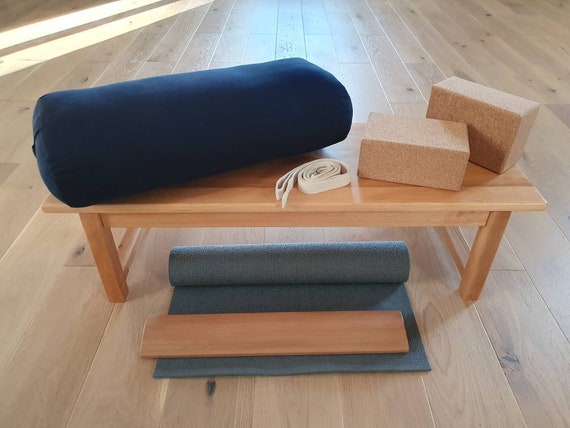 Yoga Starter Kit. Sarvangasana Yoga Bench. Yoga Mat. Yoga Plank. Yoga  Strap. Pair of Cork Yoga Blocks. Cotton Yoga Bolster 