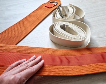 Yoga Wall Pelvic Swing Set Made of Natural Cotton With High-quality Metal Fittings. Handcrafted Wall Belts Set for Yoga Kurunta