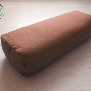 Bolster de yoga ovale marron 60 x 30 x 15 cm, 100 % coton bio. Coussin de yoga en coton. Bolster de yoga Iyengar. Coussin de méditation en coton.