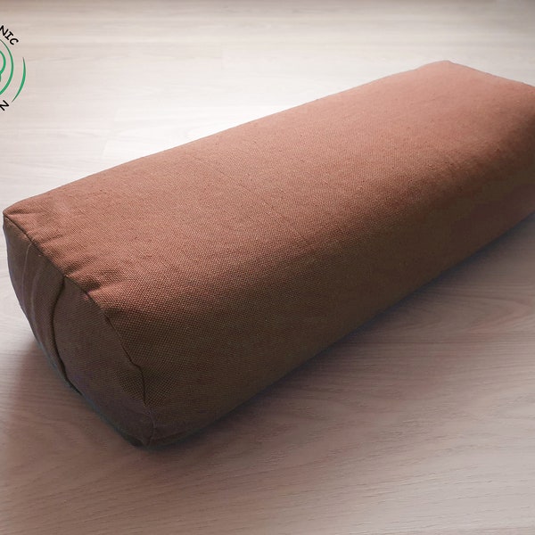 Ovales Yoga-Bolster, 60 x 30 x 15 cm, 100 % Bio-Baumwollstoff. Yogakissen aus Baumwolle. Iyengar-Yoga-Polster. Meditationskissen aus Baumwolle