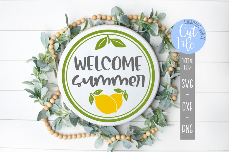 Download Welcome Summer Lemon svg Round Summer svg Silhouette File | Etsy