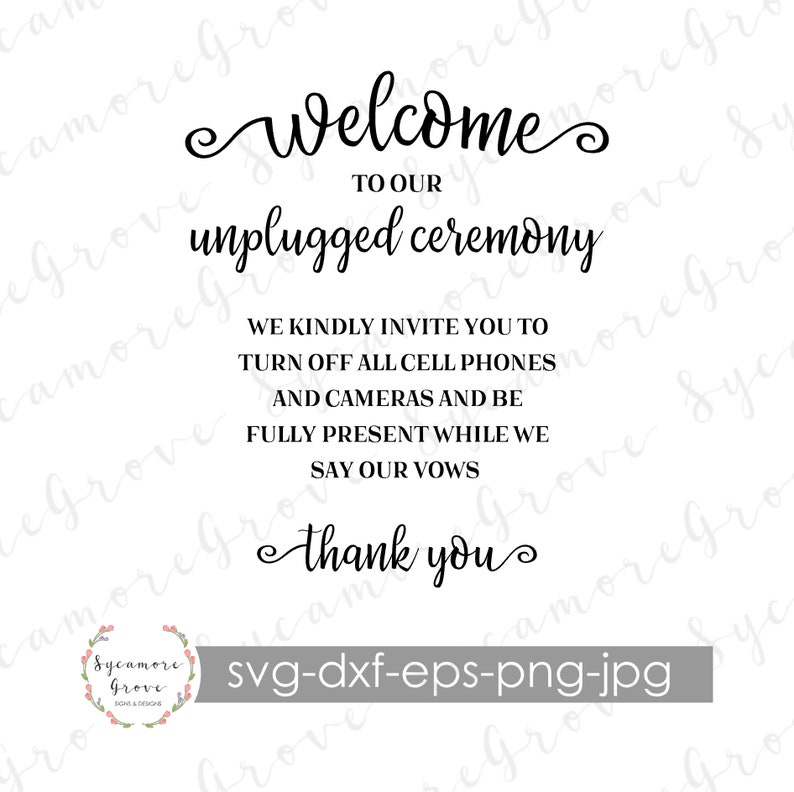 Free Free 195 Welcome To Our Unplugged Wedding Svg SVG PNG EPS DXF File